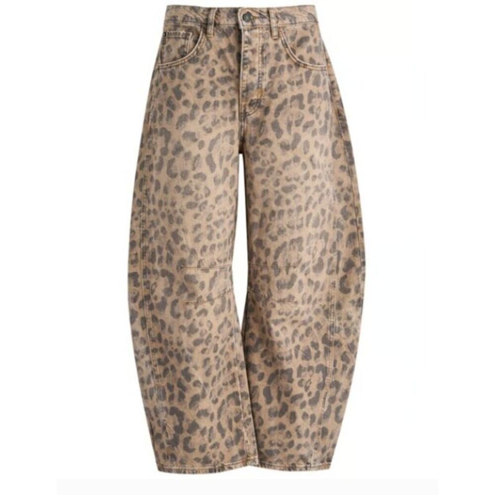 NEW! We The Free 'Good Luck' Printed Barrel Jeans in BROWN SUGAR COMBO (28) - Picture 6 of 6